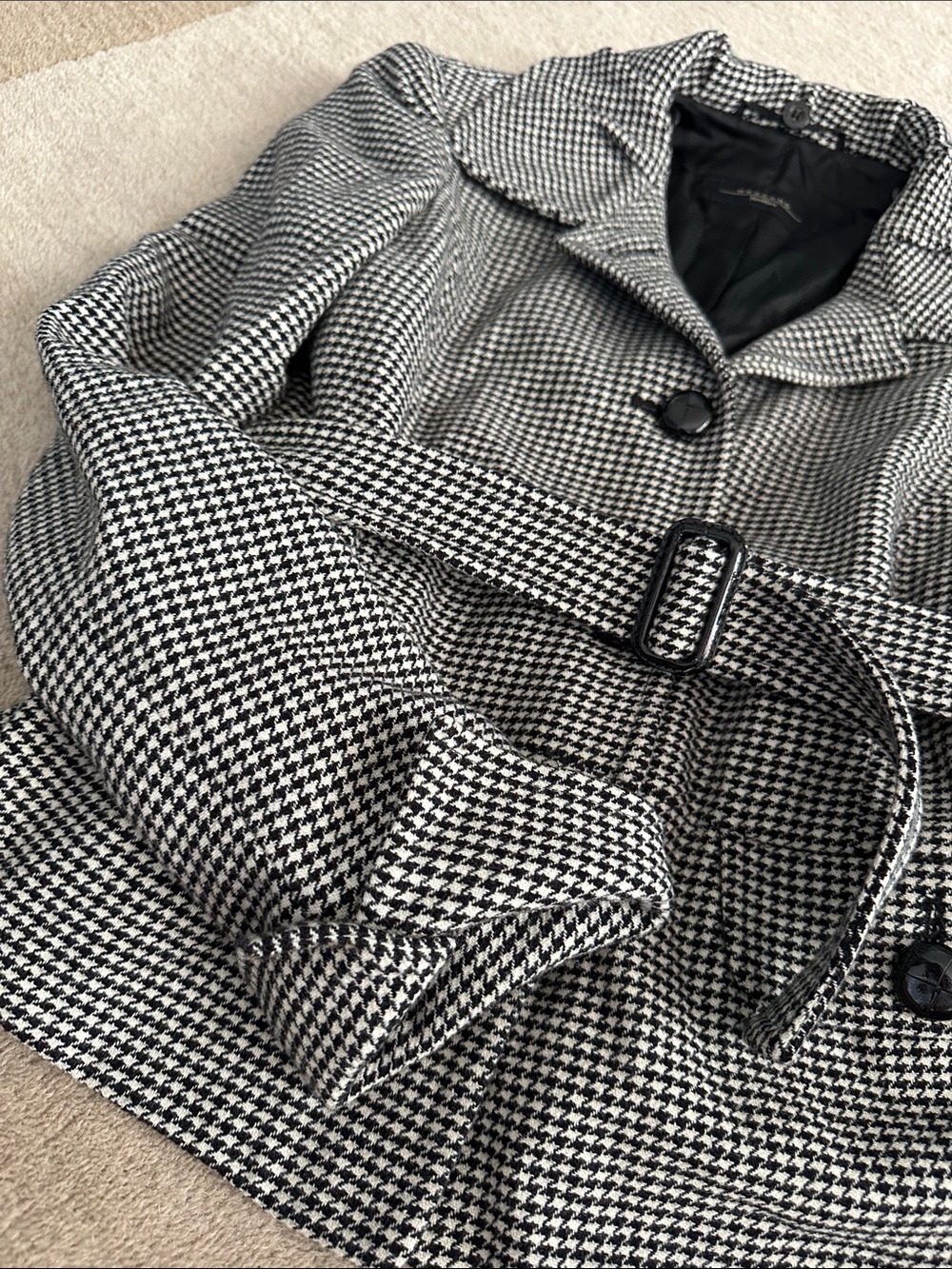 Super Rare Weekend Max Mara Wool Houndstooth Belted Jacked - Size 4
